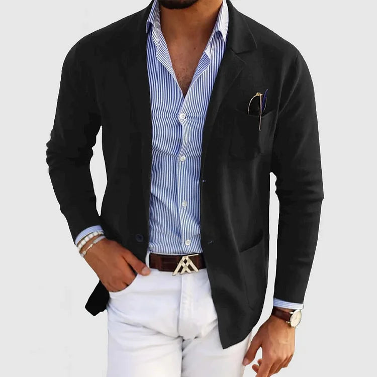 Men's Blazer Jacket Black Size L Cotton Stylish Sport Coat 5