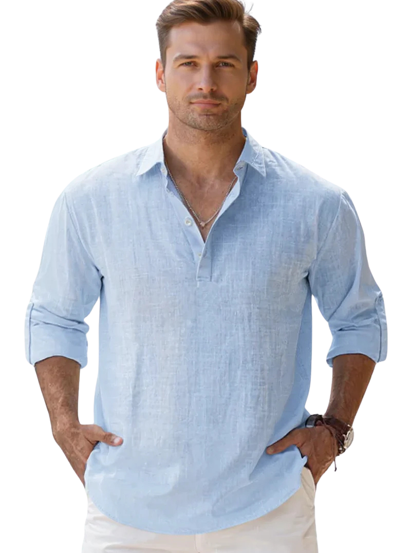 Men's Breathable Linen Shirt - Classic Fit, Comfortable & Stylish Dress Shirt for Casual and Semi-Formal Wear 1