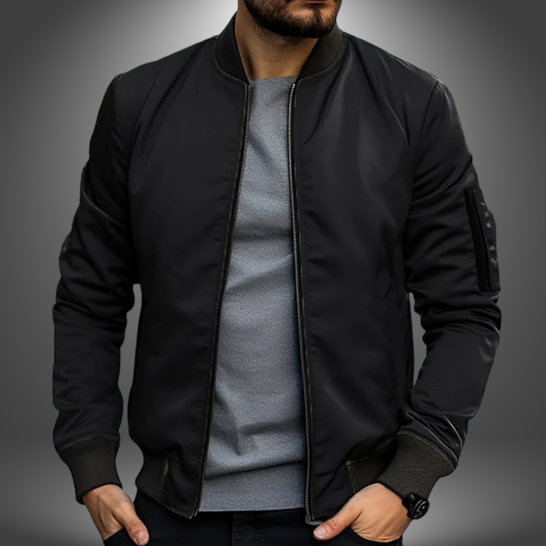Men's Jacket Black Size L Polyester Lightweight Windproof 1