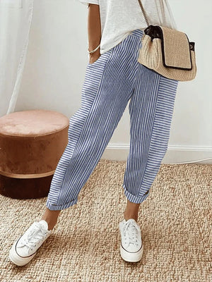 Striped Lore Pants for Women - Comfortable Lightweight Trousers for Spring/Summer 0