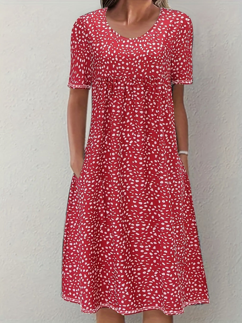Women's Casual Dress Blue Size M Cotton-Blend with Pockets 0