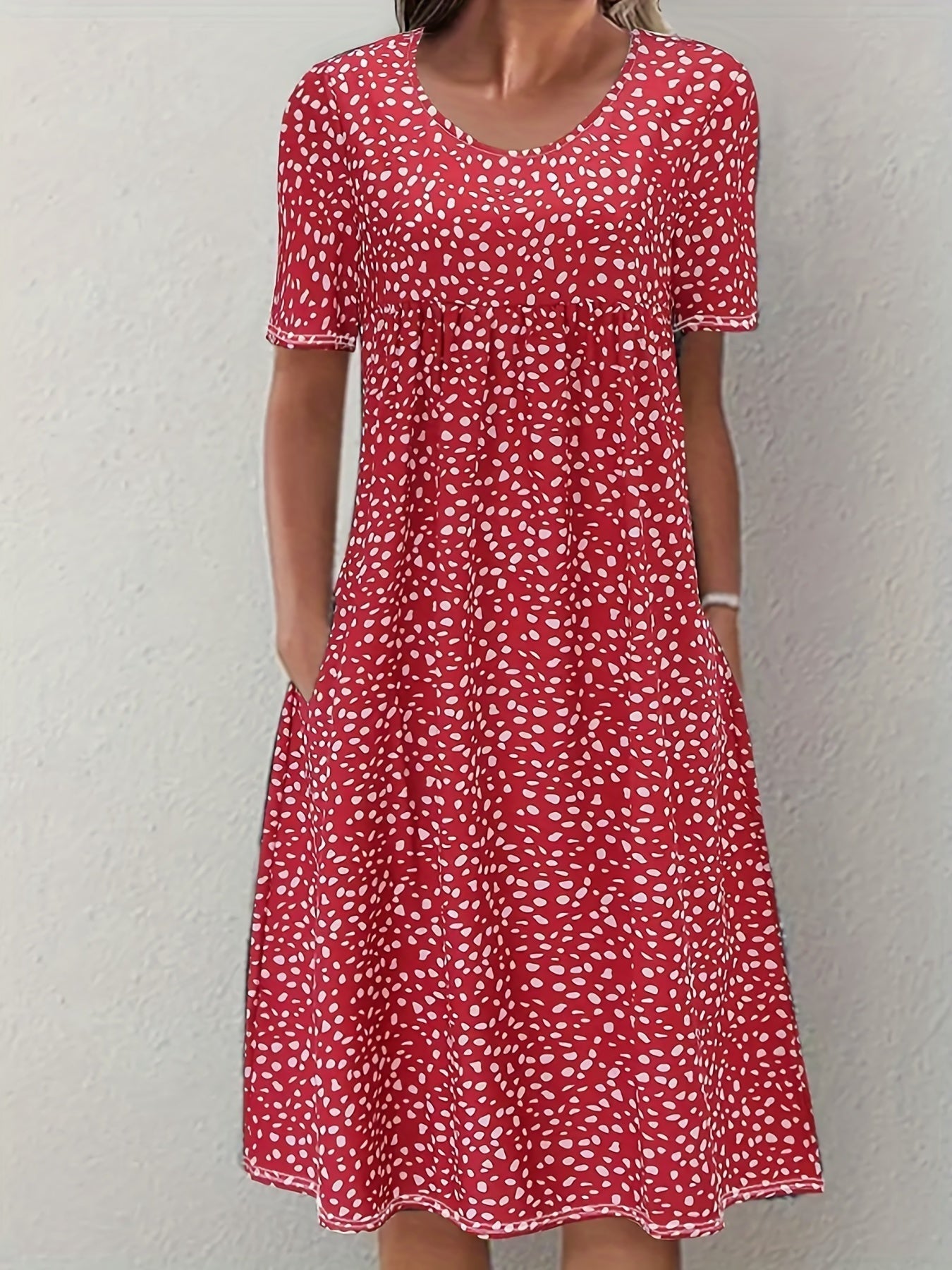Women's Casual Dress Blue Size M Cotton-Blend with Pockets 0