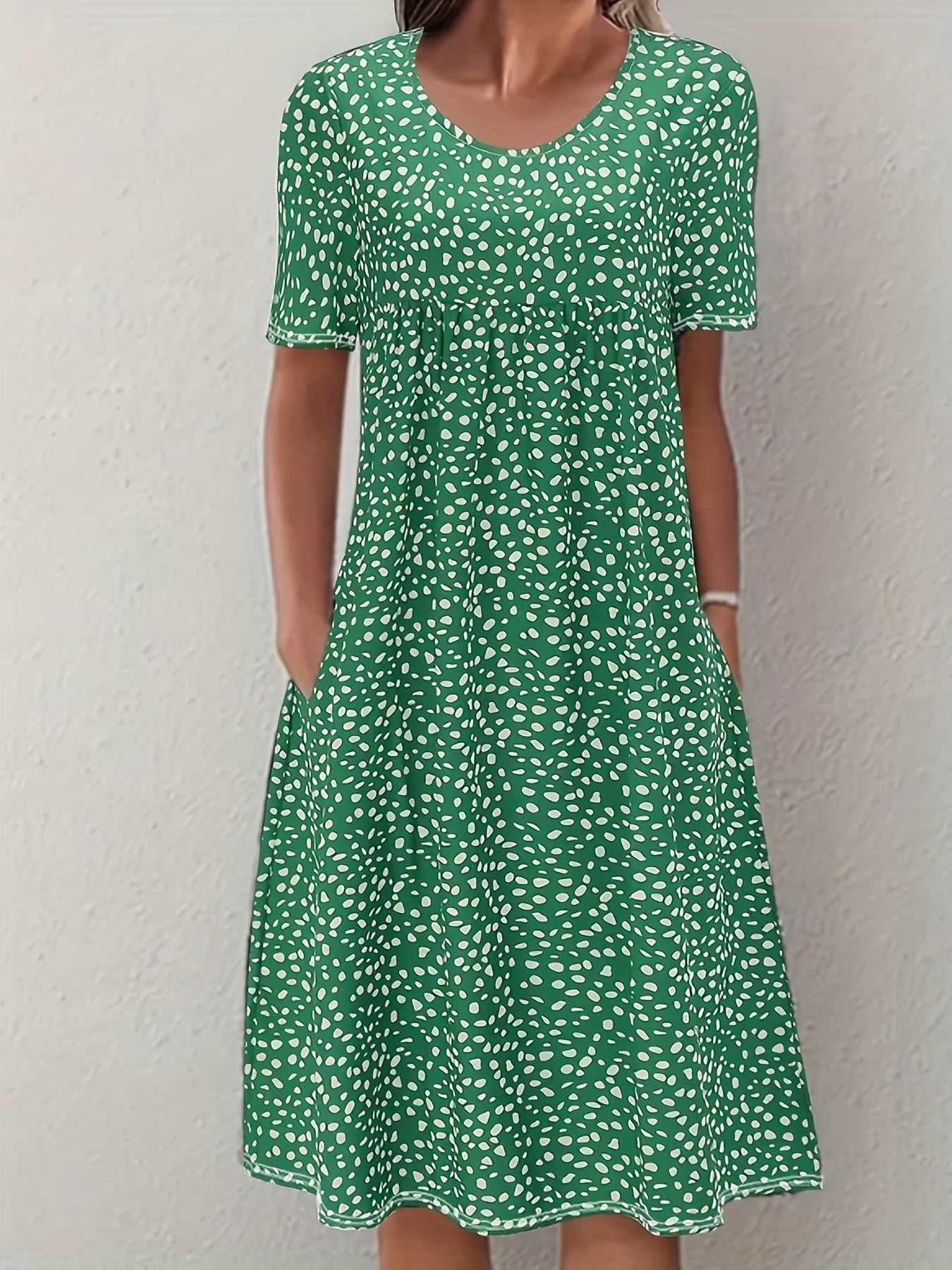 Women's Casual Dress Blue Size M Cotton-Blend with Pockets 4