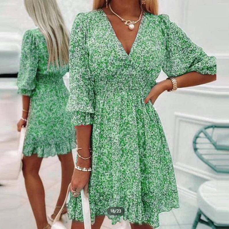 Women's Floral Midi Dress Size M Polyester Summer Dress 3