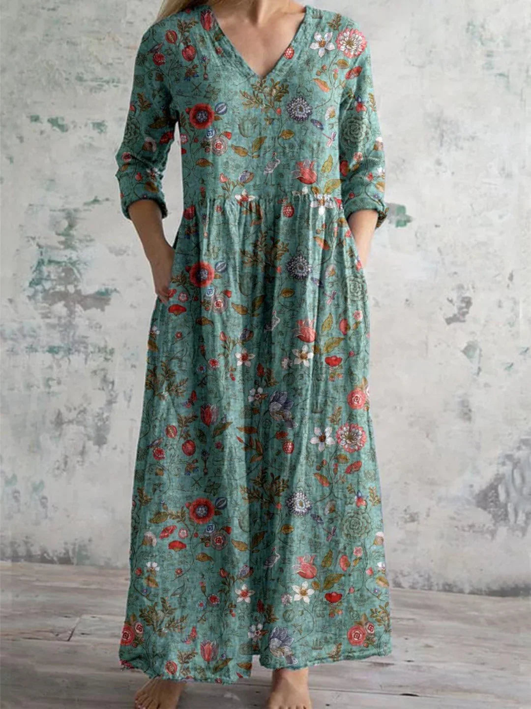Women's Floral Print Formal Dress Blue Size M Lightweight Fabric 0