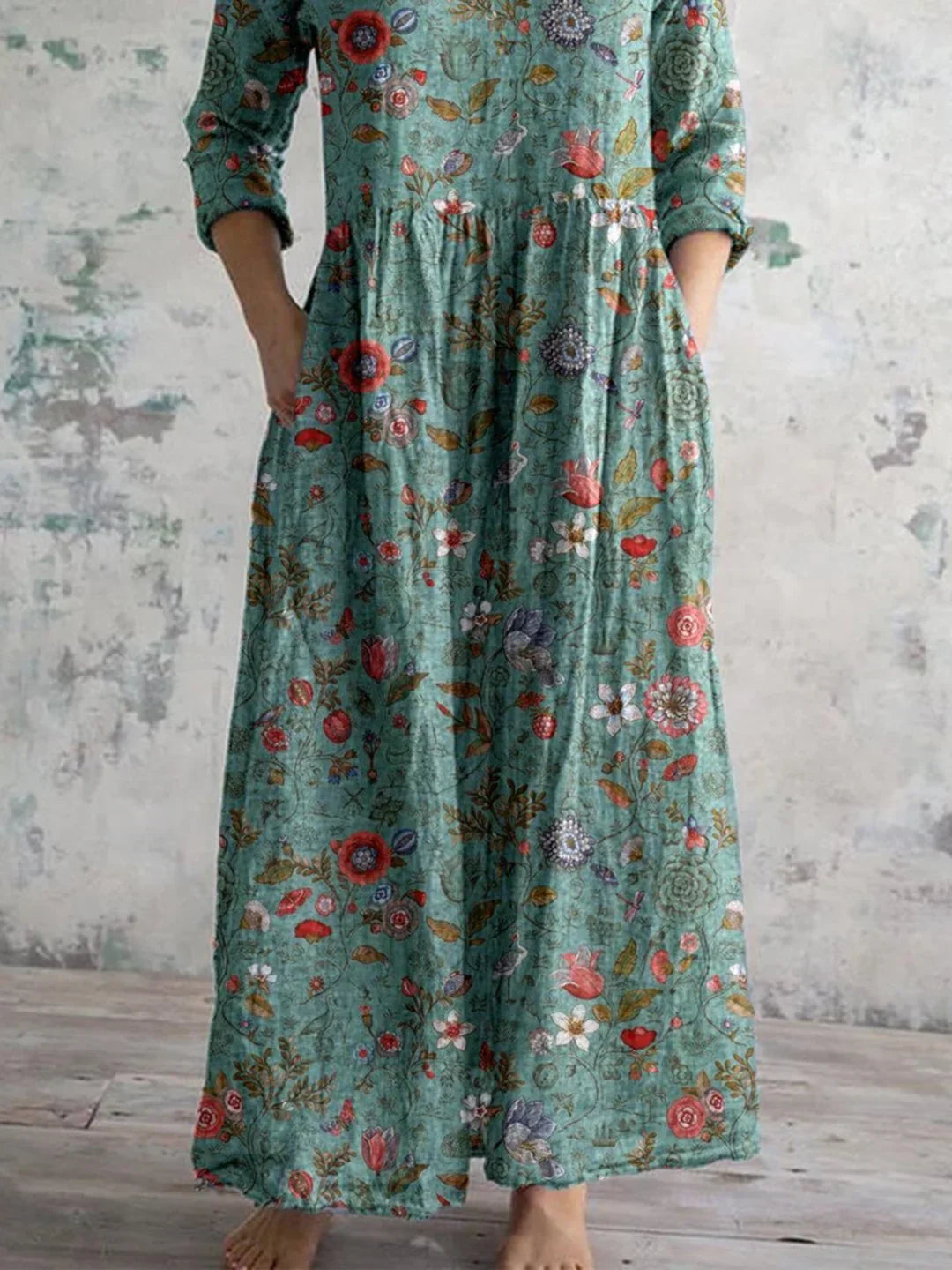 Women's Floral Print Formal Dress Blue Size M Lightweight Fabric 1