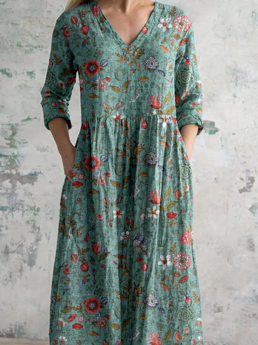 Women's Floral Print Formal Dress Blue Size M Lightweight Fabric 2