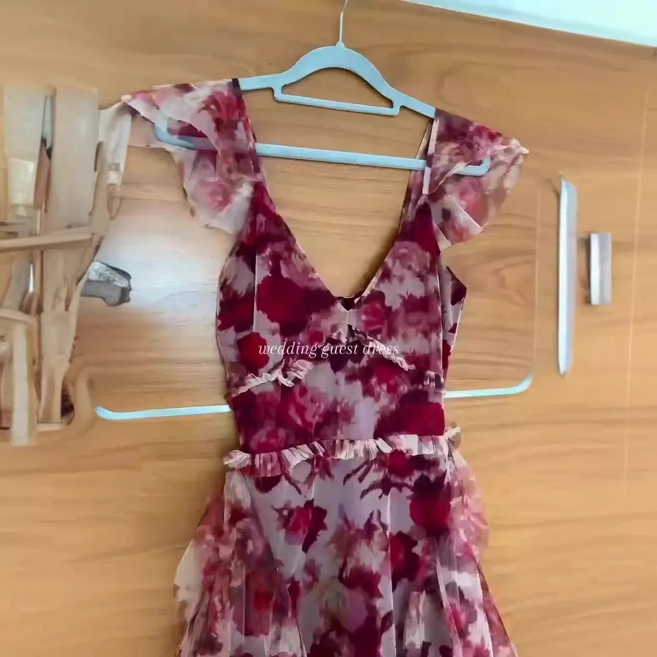 Women's Floral Ruffle Detail Dress Multi Size M Polyester 4