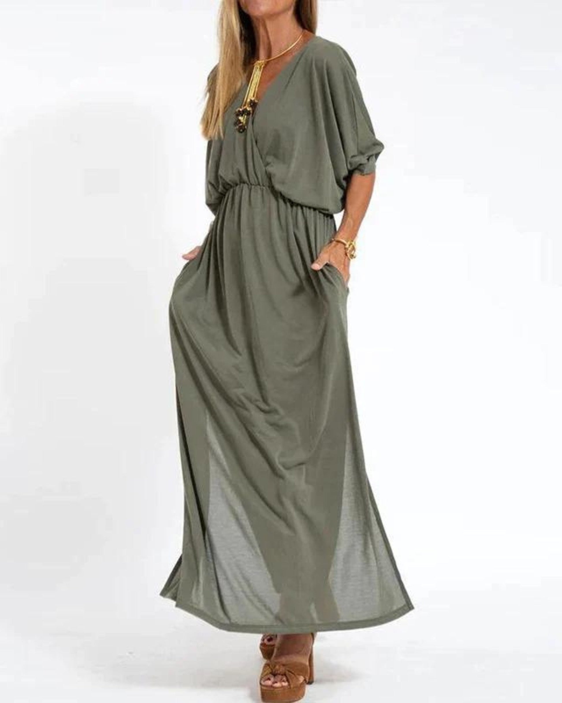 Women's Maxi Dress Blue Size M Cotton Summer Dress 0