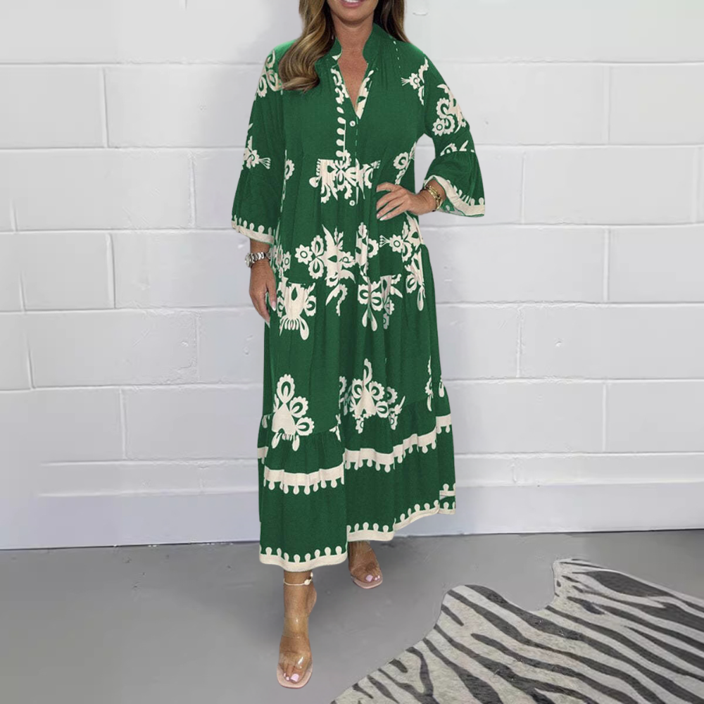 Women's Maxi Dress Green Size M Polyester 2