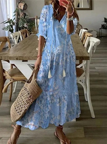 Women's Maxi Dress Light Blue Size M Cotton 4