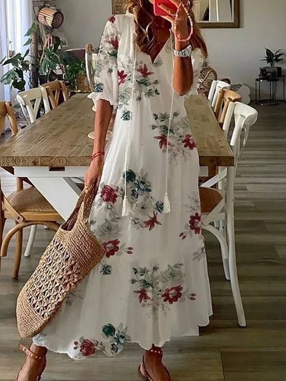 Women's Maxi Dress Light Blue Size M Cotton 5