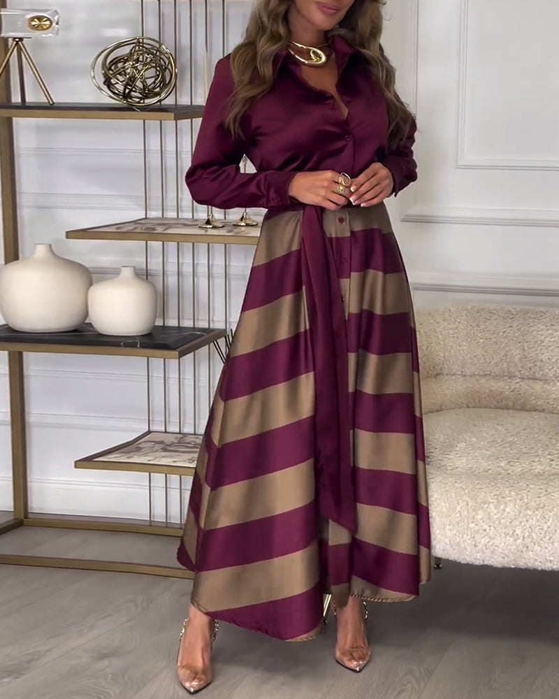 Women's Maxi Dress Striped Size M Cotton Blend 1