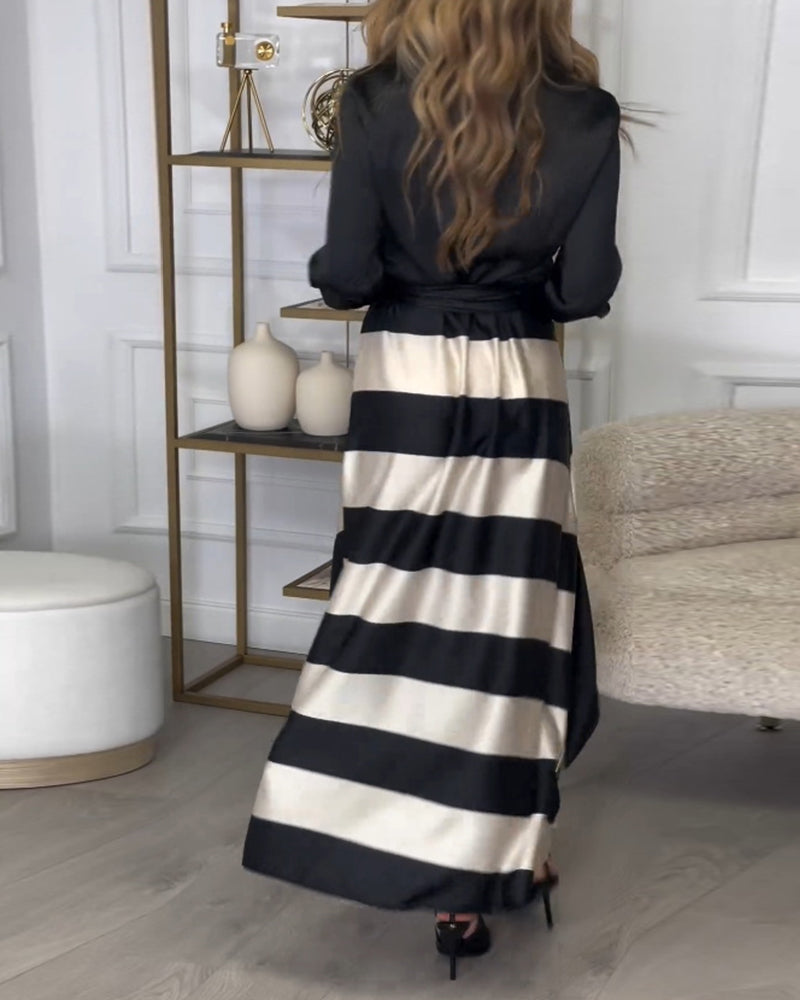 Women's Maxi Dress Striped Size M Cotton Blend 8