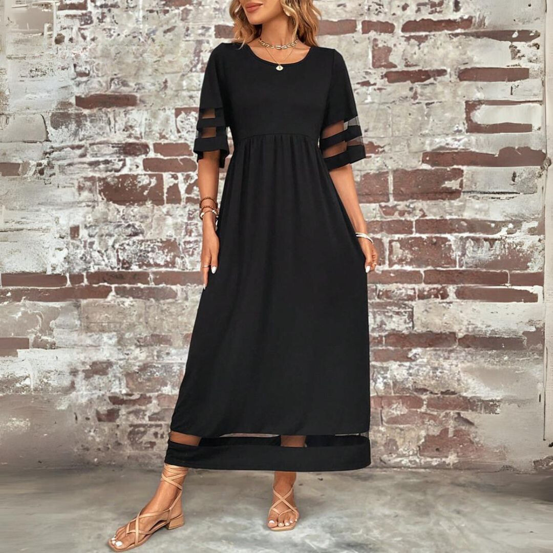 Women's Midi Dress Black Size M Polyester 0