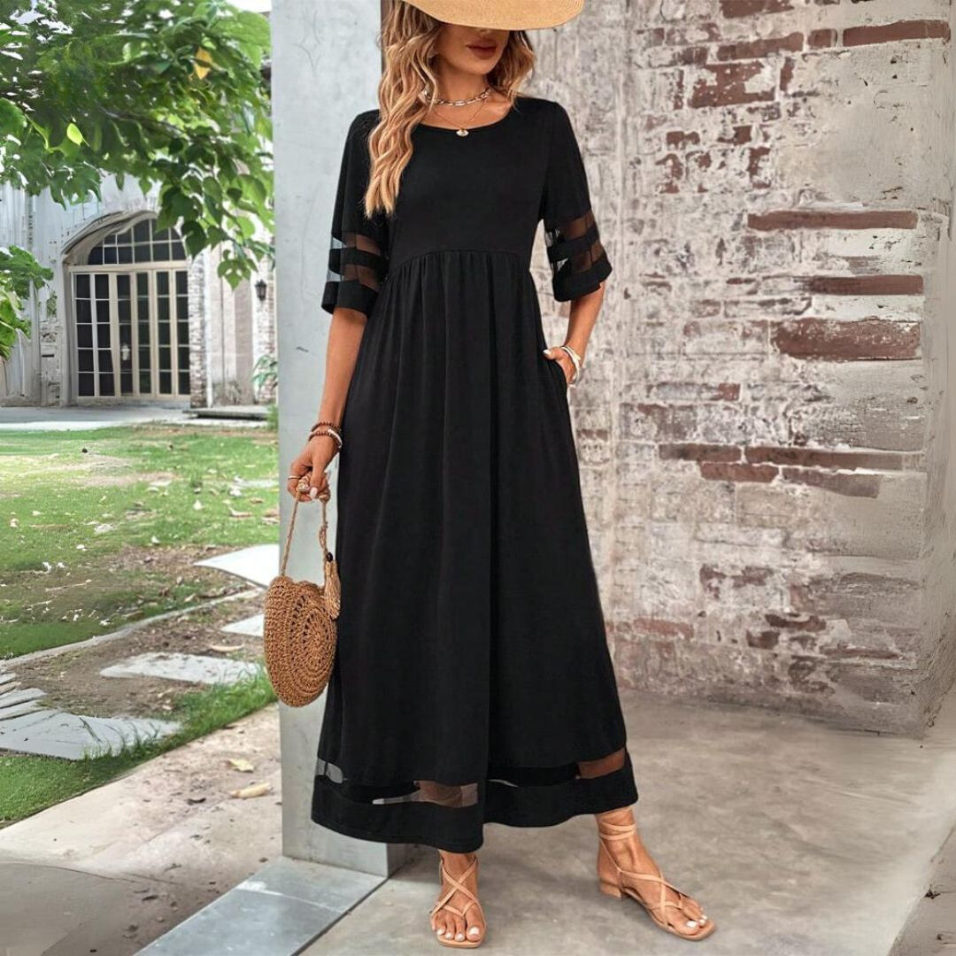 Women's Midi Dress Black Size M Polyester 1