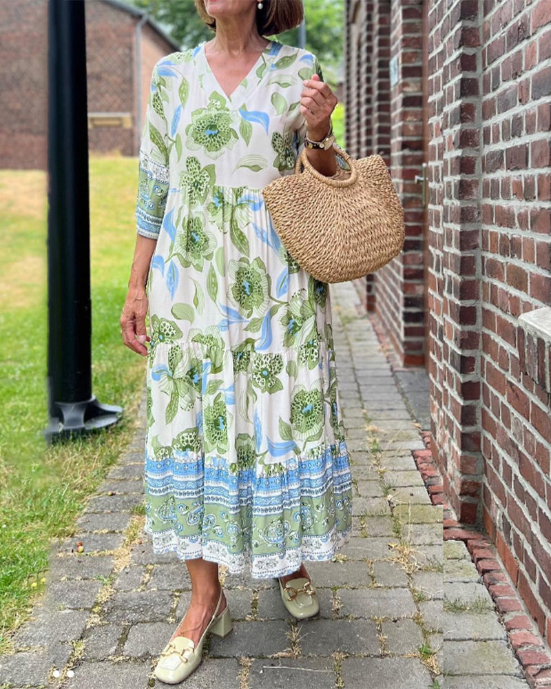 Women's Midi Dress Floral Size M Cotton Blend 0