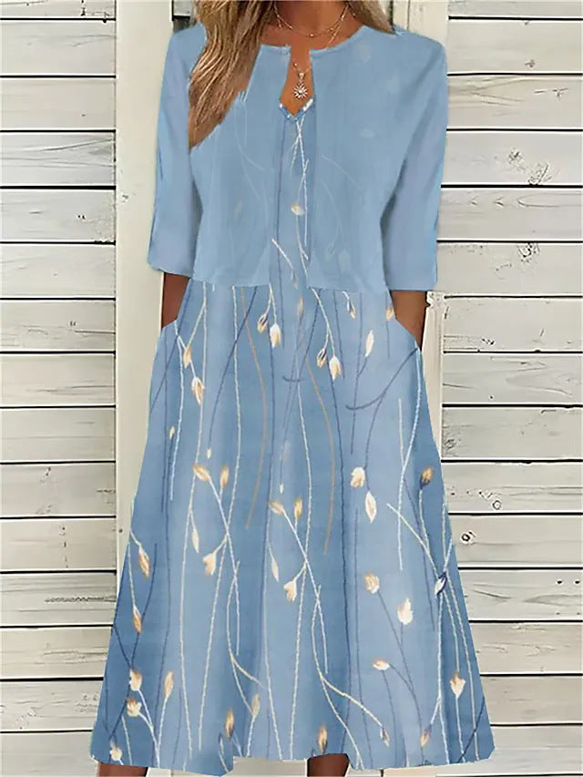 Women's Midi Dress Floral Size M Cotton Blend 0