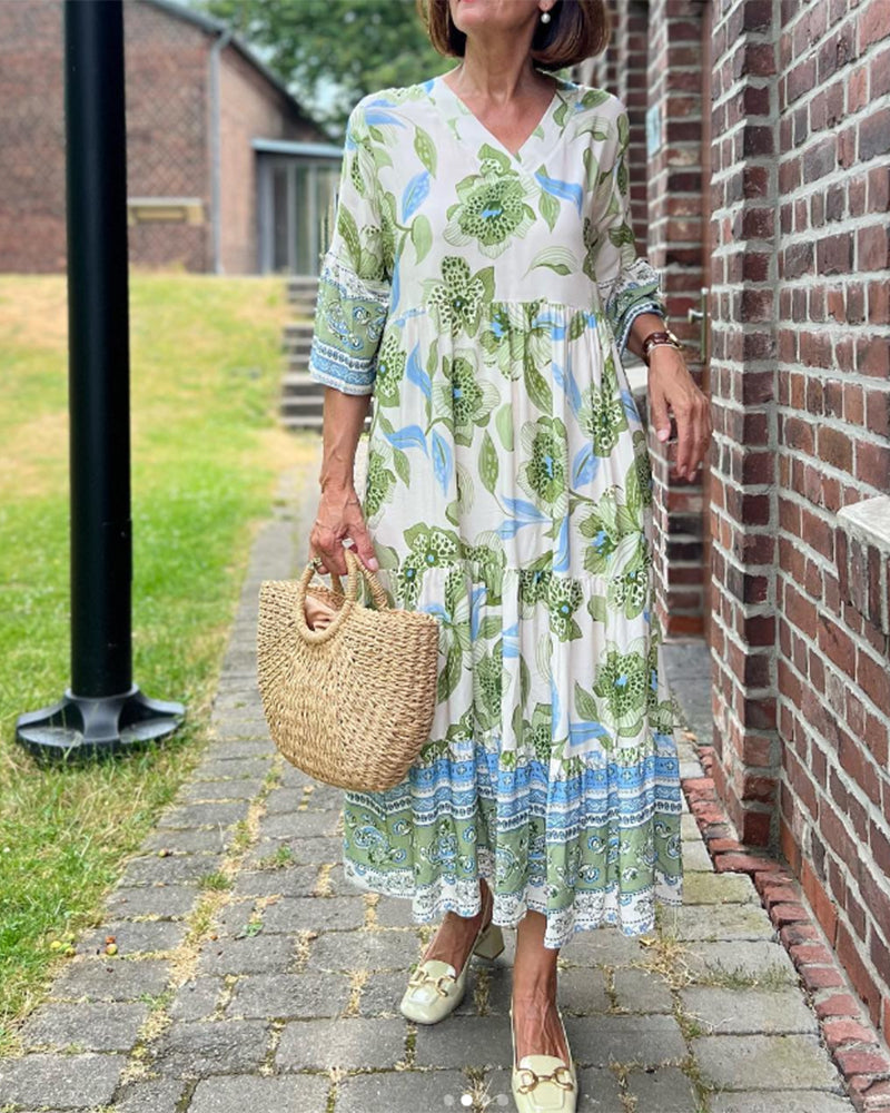 Women's Midi Dress Floral Size M Cotton Blend 1