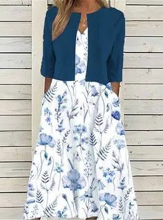 Women's Midi Dress Floral Size M Cotton Blend 1