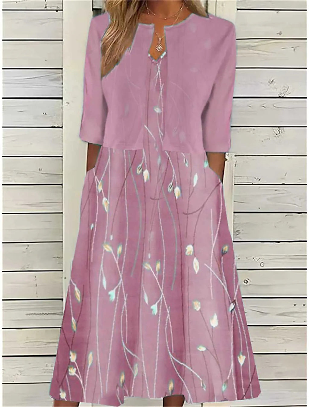 Women's Midi Dress Floral Size M Cotton Blend 3