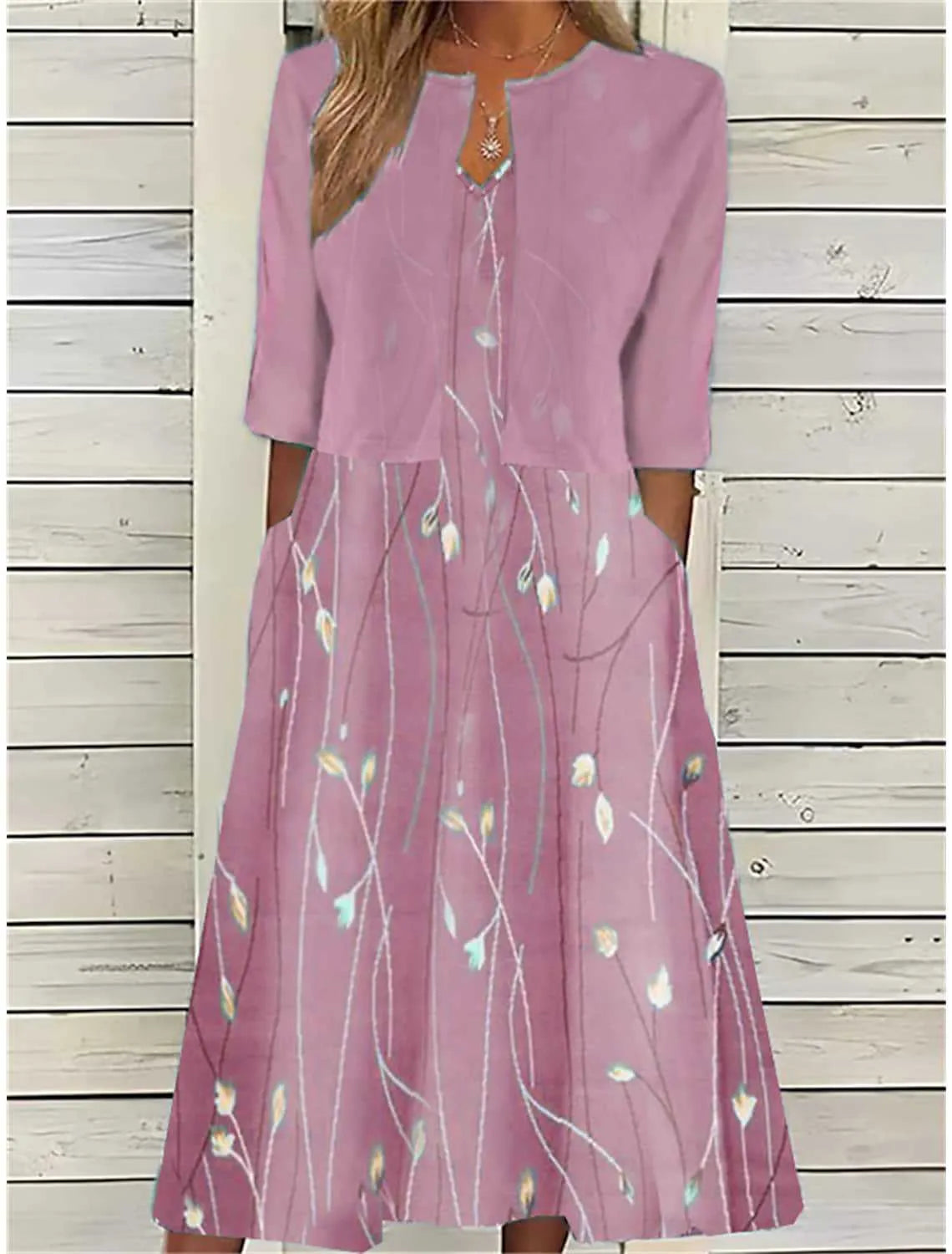 Women's Midi Dress Floral Size M Cotton Blend 3