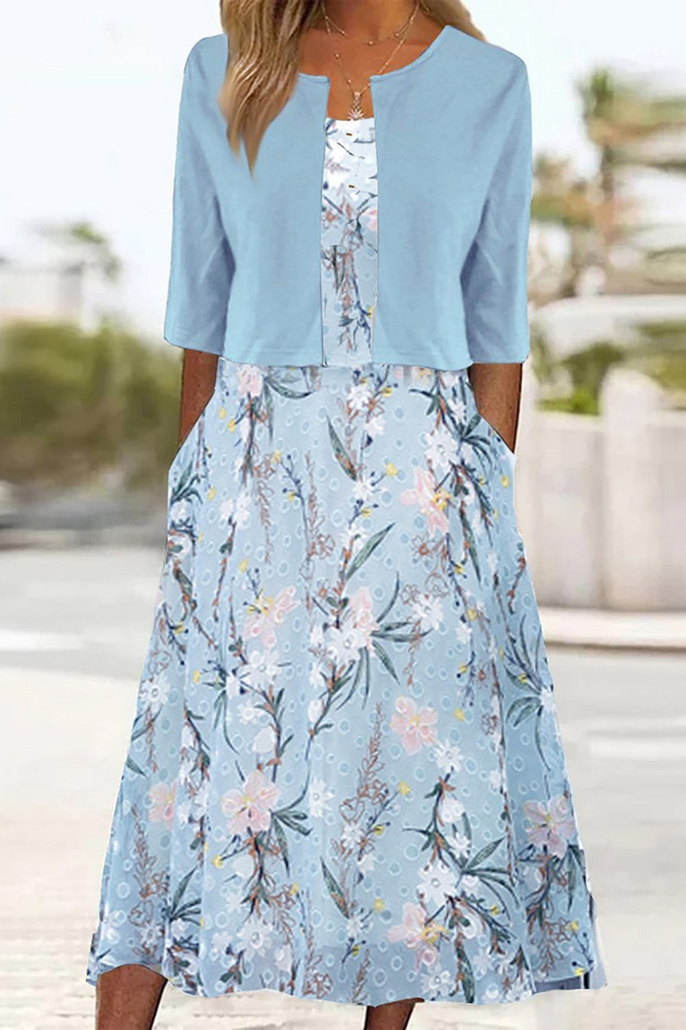 Women's Midi Dress Floral Size M Cotton Blend 4
