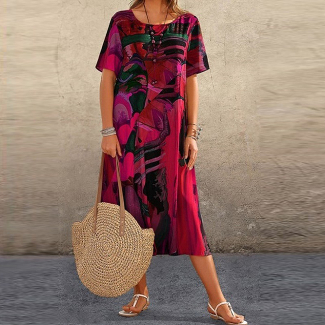 Women's Midi Dress Multi-Color Size M Lightweight Cotton 2