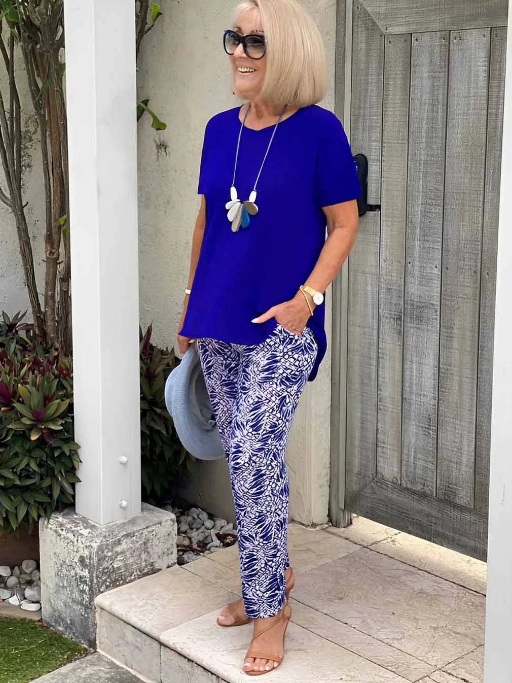 Women's Pajama Set Blue Size M Cotton Loungewear 5
