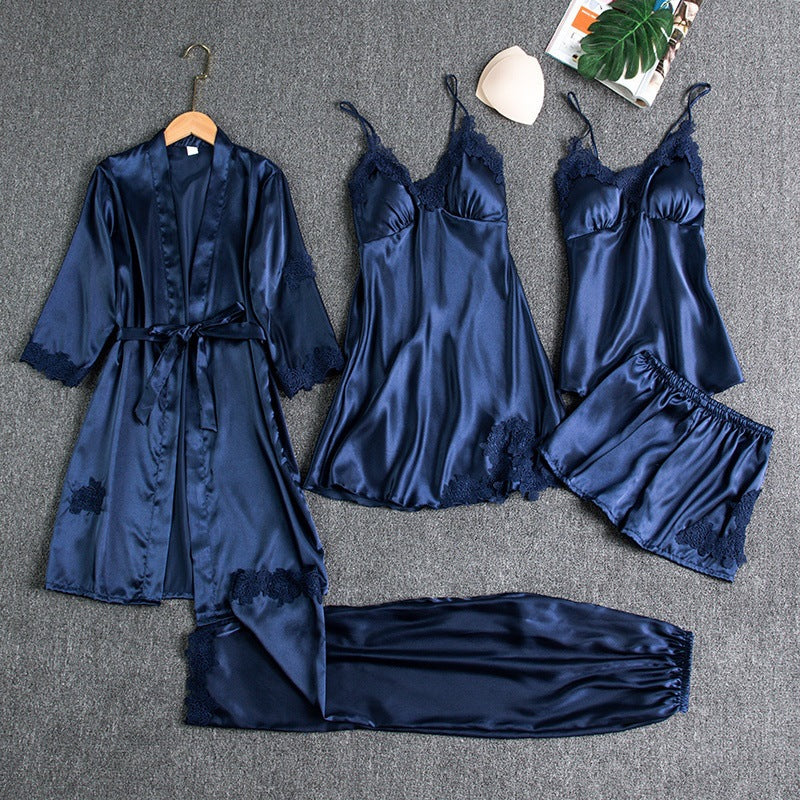 Women's Silk Pajama Set Pink Size M, Luxury Sleepwear for Women 0