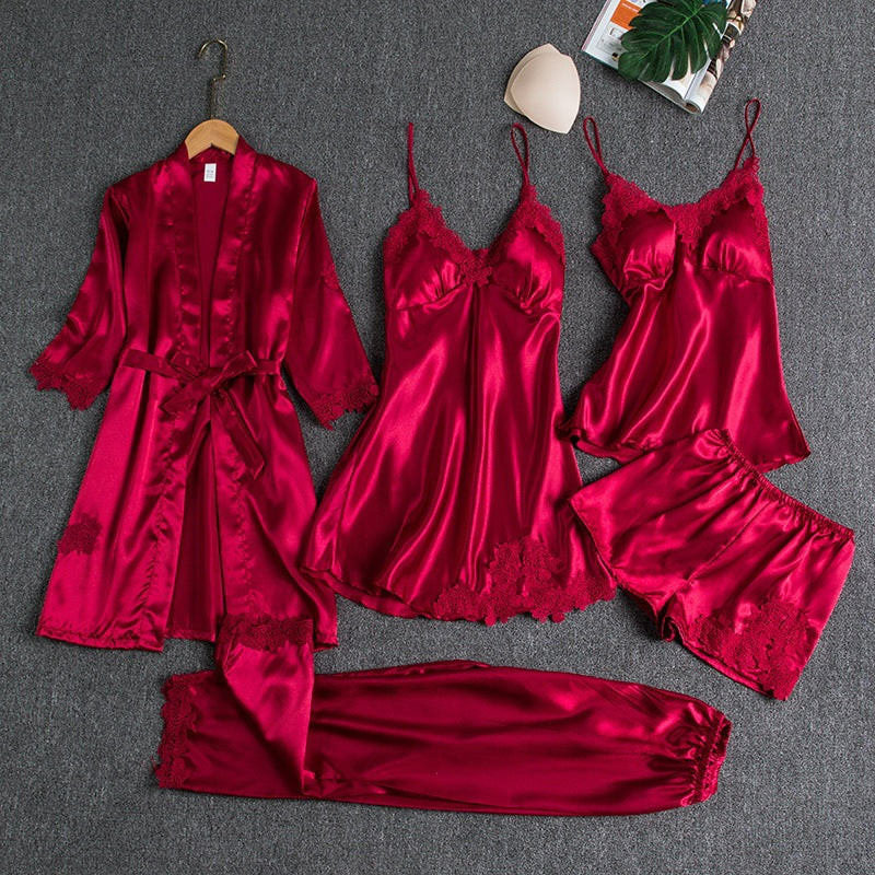 Women's Silk Pajama Set Pink Size M, Luxury Sleepwear for Women 1