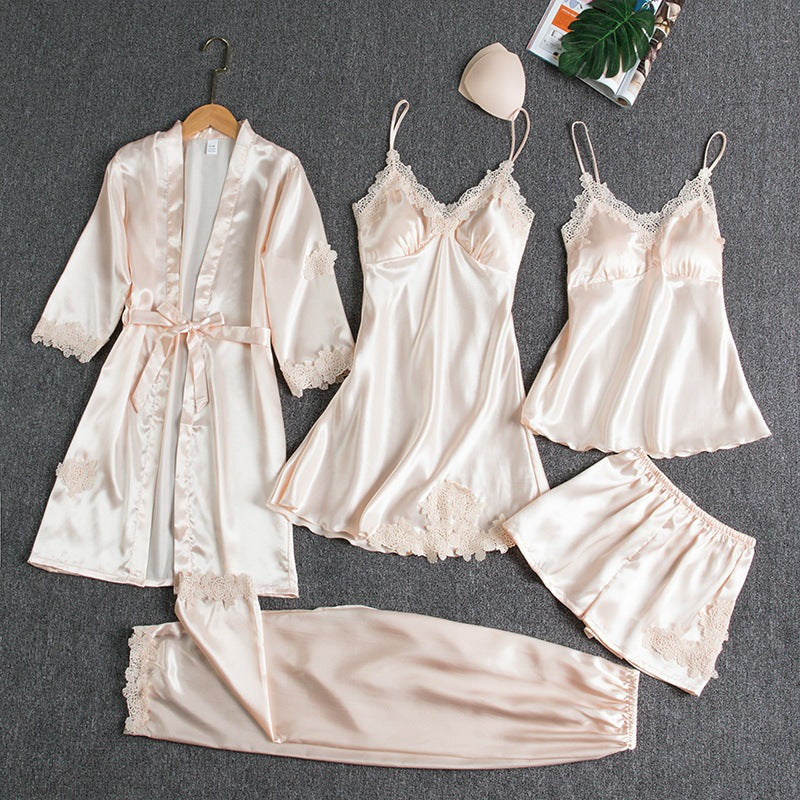 Women's Silk Pajama Set Pink Size M, Luxury Sleepwear for Women 3
