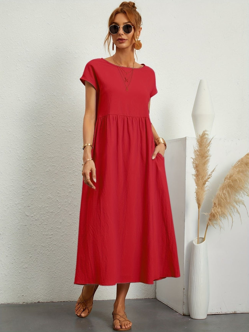 Women's Summer Dress Blue Size M Linen 1