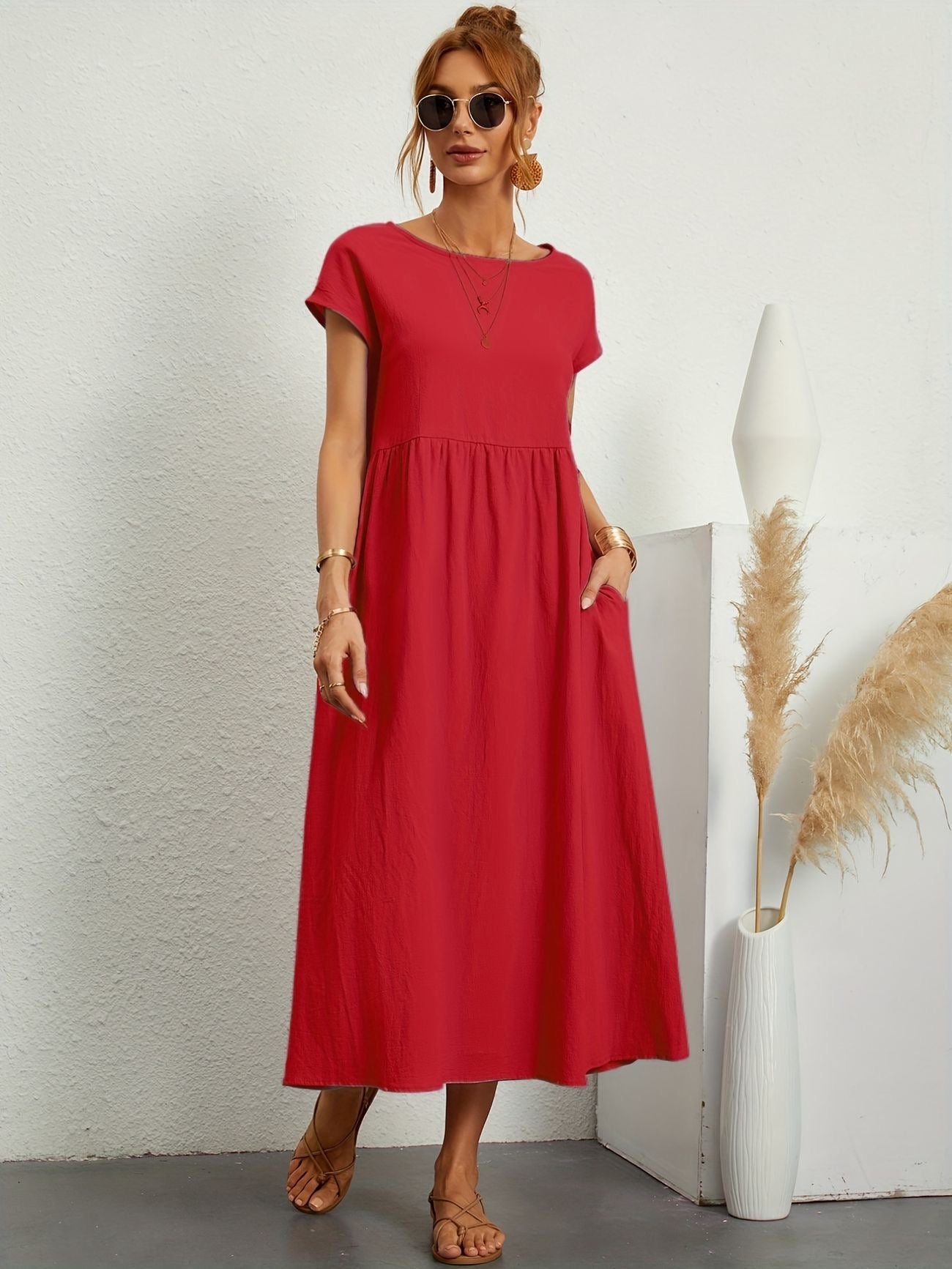 Women's Summer Dress Blue Size M Linen 1