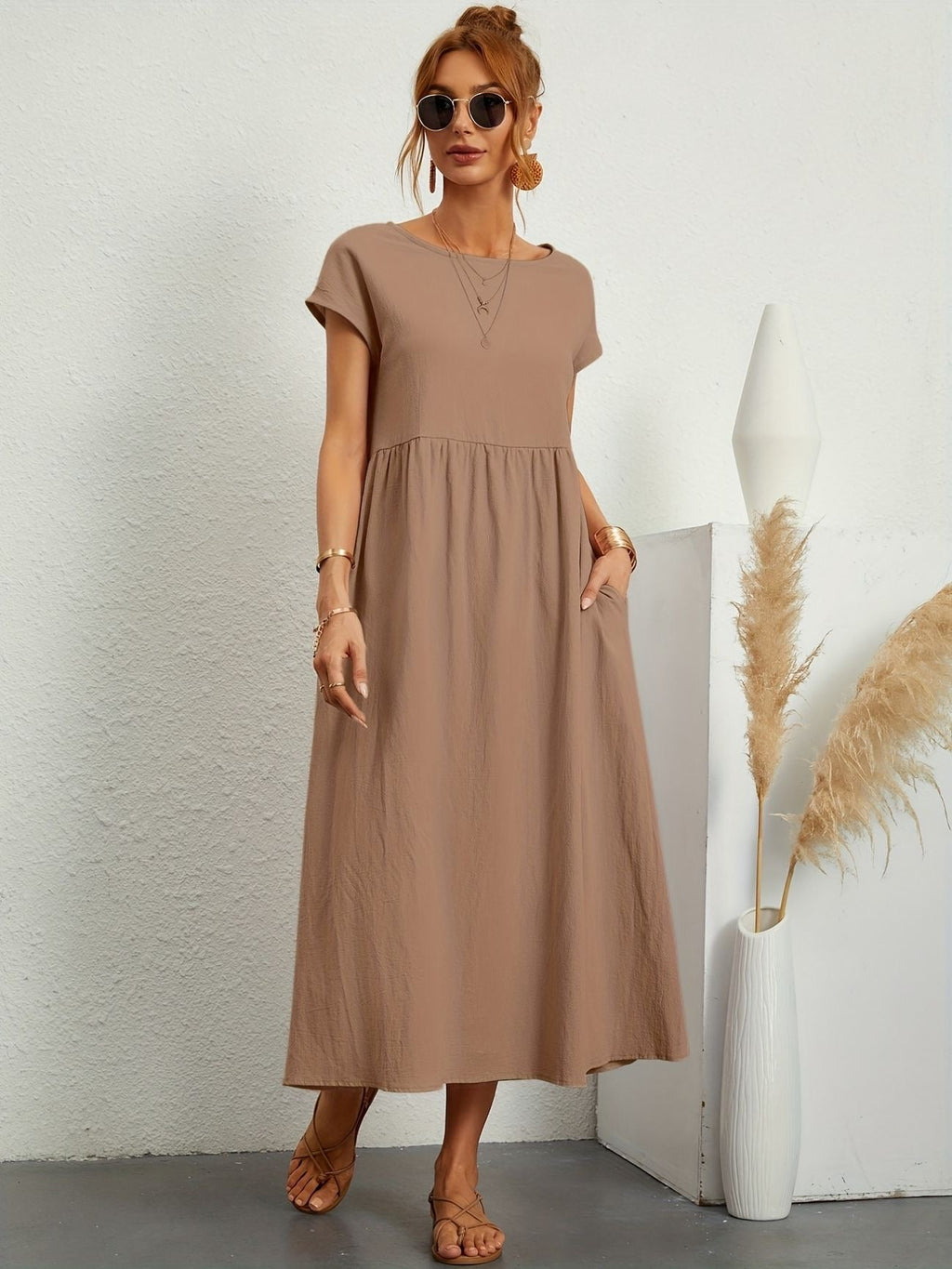 Women's Summer Dress Blue Size M Linen 10