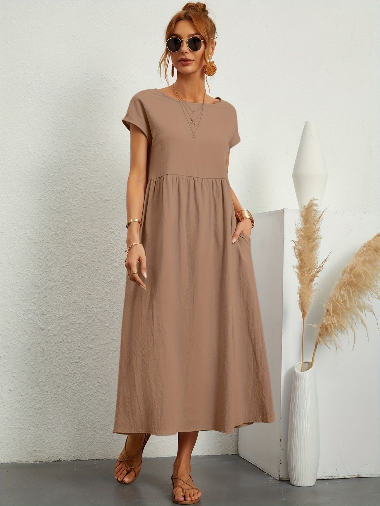 Women's Summer Dress Blue Size M Linen 10