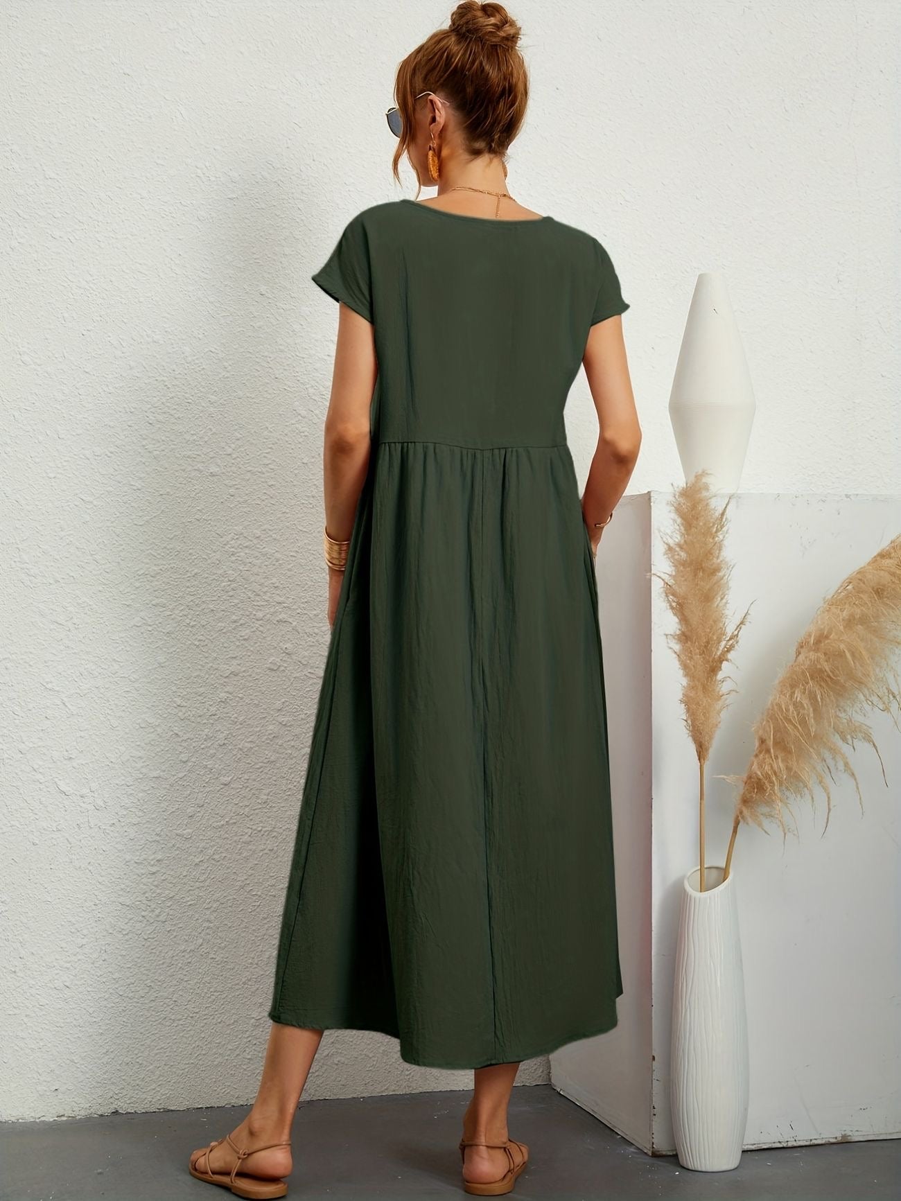 Women's Summer Dress Blue Size M Linen 2