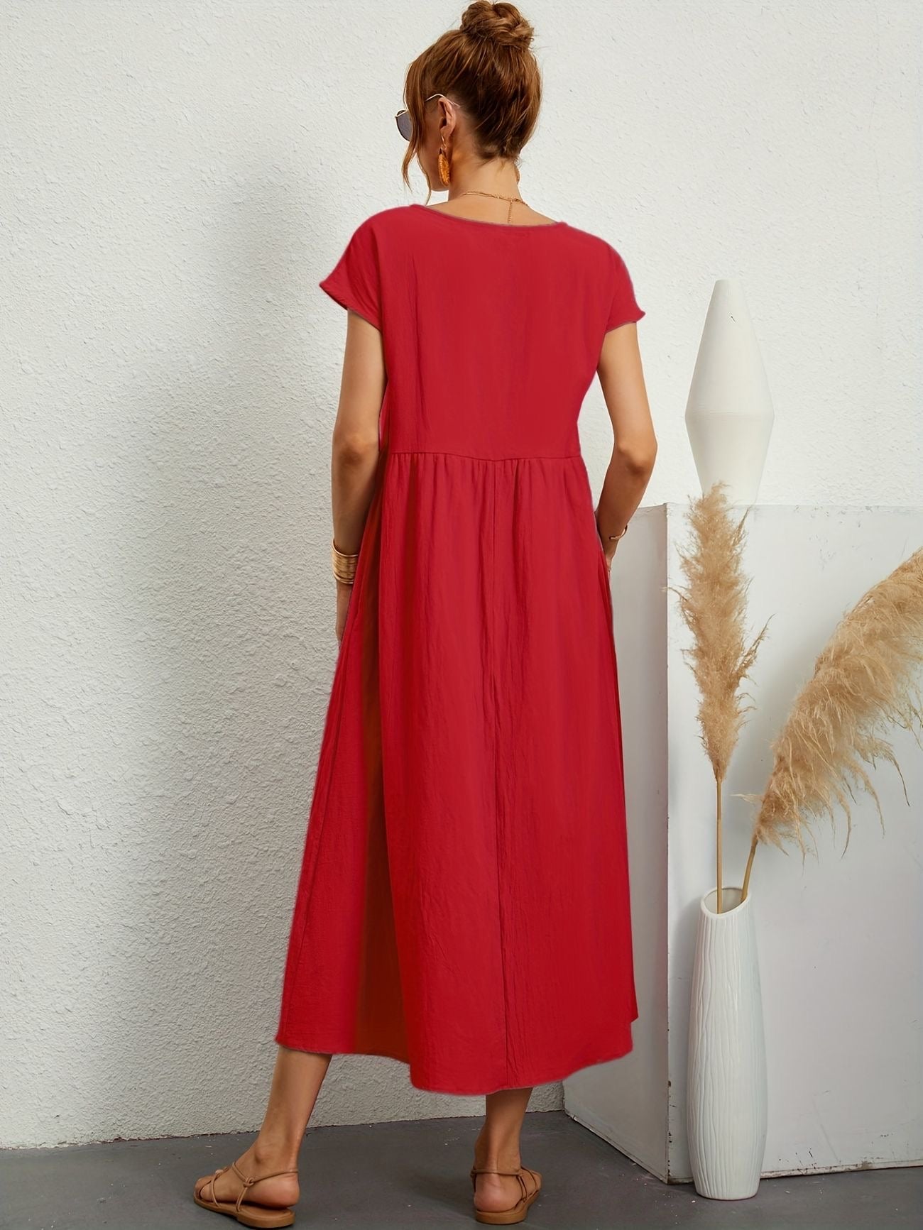 Women's Summer Dress Blue Size M Linen 5