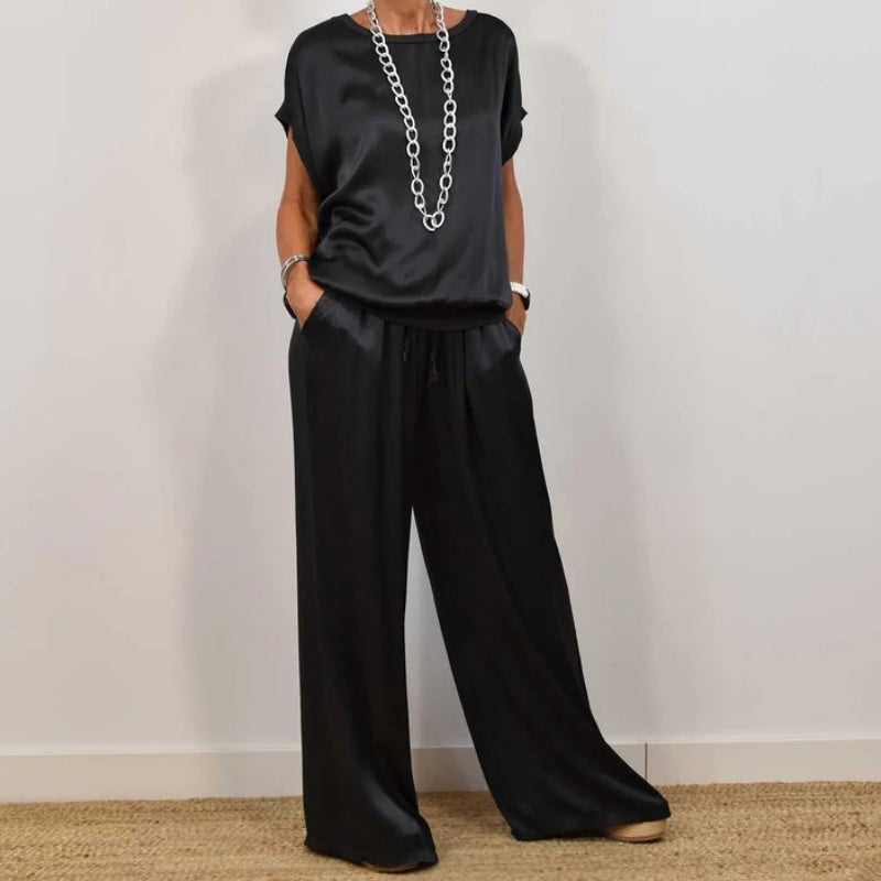Women's Two-Piece Set Black Size M Silky Fabric 1