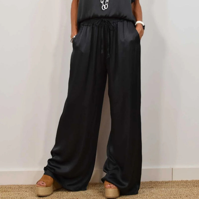 Women's Two-Piece Set Black Size M Silky Fabric 7