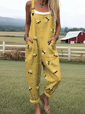 Zerva™ Women's Vintage Floral Jumpsuit - Cotton Wide-Leg Summer Outfit 0
