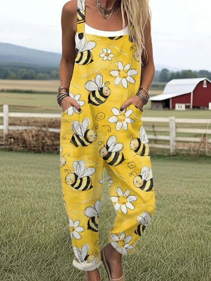 Zerva™ Women's Vintage Floral Jumpsuit - Cotton Wide-Leg Summer Outfit 1