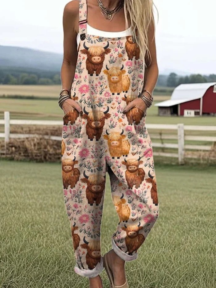 Zerva™ Women's Vintage Floral Jumpsuit - Cotton Wide-Leg Summer Outfit 2